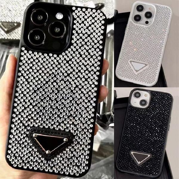 Fashion P Designer Glitter Cajones para teléfonos para iPhone 15 Pro Max 14 12 15Promax 13 15Pro Luxury Bling Sparkling Diamond Diamond Jeweled Crystal Back Cover Case