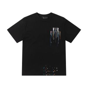 Moda Pintura Goteo Salpicadura Estampado de letras Camisetas Hombre Mujer Diseñador Streetwear Camisetas Cuello redondo Algodón Negro Blanco Naranja Hip Hop Camiseta Tamaño europeo S-XL