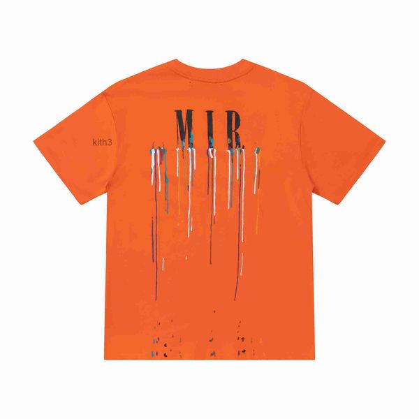 Moda pintura goteo salpicadura letra impresión camisetas para hombre mujeres diseñador streetwear camisetas cuello redondo algodón jersey negro blanco naranja cadera QDM7 QDM7