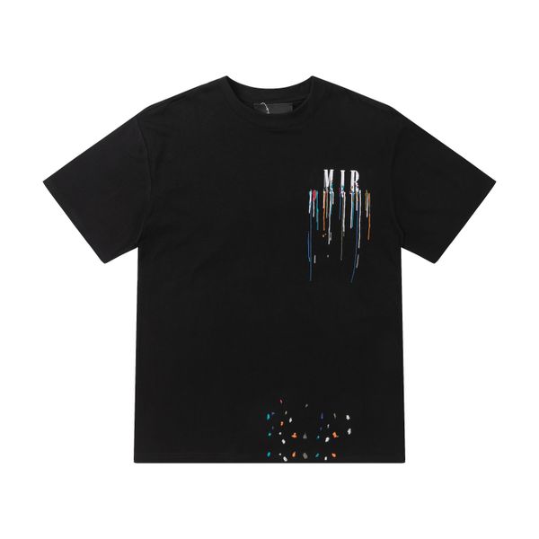 Fashion Paint Drip Splatter Lettre Imprimer Tee shirts Hommes Femmes Designer Streetwear T-Shirts Ras Du Cou Coton Noir Blanc Orange Hip Hop T-shirt Taille Européenne S-XL