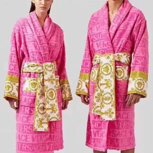 Mode Pyjama Heren Vrouwen Brief Jacquard Print Mouwen Nachtjapon 2023 Nieuwe Puur Katoen Casual Warme Badjas