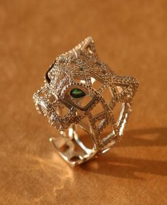 Mode panter ring voor vrouwen mannen 925 sterling zilveren groene ogen luipaard vinger kubieke zirconia ringen feest sieraden fijne sieraden6975698