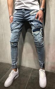 Pantalon de mode Designer pour hommes en jean bleu en dérivé des trous en détresse en ajustement slim fit pantalon crayon skinny long designer pantalones7545947