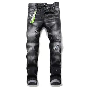 Designer jeans mens pants linen pants Hip Hop Men Jeans Distressed Ripped Biker Slim Fit Motorcycle Denim For Men