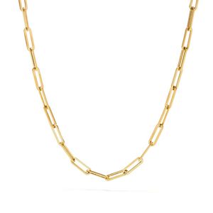 Collar de cadena de eslabones de clip de moda para mujer, collar de cadena de color dorado de acero inoxidable para mujeres y hombres, regalo de joyería 220315