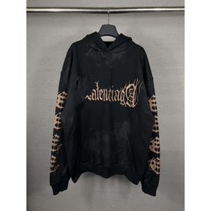 Mode Parijs Balenciiaga Designer Hoodies Hoodie Merk Heren Thuis 2024 Sanskriet Brief handgeschilderde Graffiti Wassen Water Gedragen Oude Kap