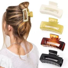 Mode Party Favor Acrylique Pinces À Cheveux Épingles À Cheveux Solide Grandes Griffes De Cheveux Élégant Givré Barrette Chapeaux Femmes Filles Creux Bain Cheveux FY3865 Gros CC