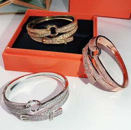 Bijoux de fête de mode pour les femmes Bracelet bicouche en or rose Boucle de ceinture de mariage Bracelet de luxe Qualité supérieure Or Livraison gratuite