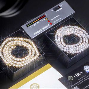 Fashion Pass Diamond Test 2mm - 5mm Large 925 Argent Plaqué Or Moissanite Tennis Collier / Bracelet Chaîne pour Hiphop Bijoux