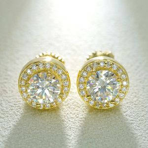 Fashion Pass Test S Sier Gold Compated Flashing Moissanite Diamond Earrings Studs Men Women voor feestje bruiloft leuk cadeau