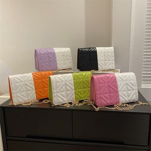 Mode Patchwork Kleurblok Ruitvormige Schoudertassen voor Dames Hot Koop Casual Ster PU Lederen Handtas FMT-4136