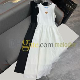 Mode de robe de gilet patchwork insigne de créateur jupe mince pour femmes robes de fête sans manches