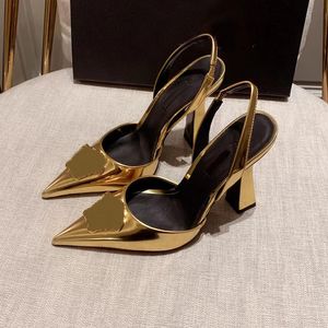Chaussures à talons hauts en cuir verni à la mode, pompe décorative pointue 11 cm, chaussures de dîner habillées, sandales de créateur de luxe avec boîte