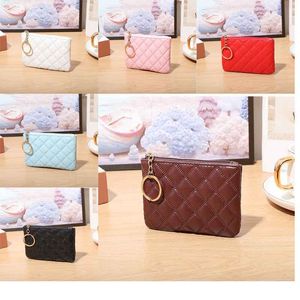 Monedero de cuero Pu con diseño a la moda, minimonederos de cambio, carteras para mujer, tarjetero, bolsa con cremallera, estuche de bolsillo para llaves DF273