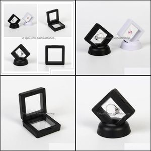 nagel salon gereedschap mode pe cases displays vierkante 3D albums zwevende frame houder zwart witte nagel munt doos sieraden display show case voor cadeau f2678 drop del