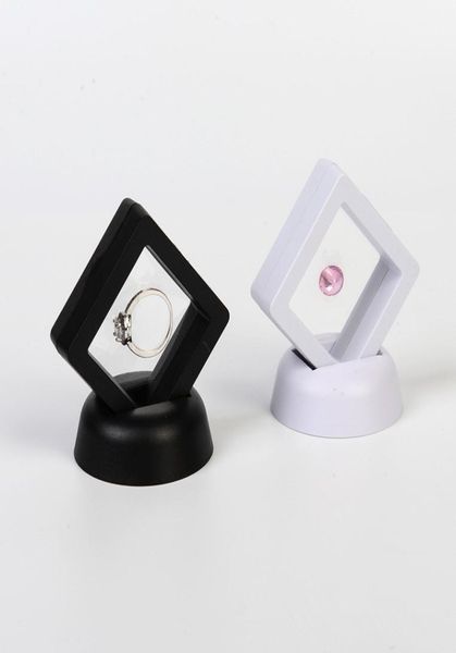 Estuches de PE a la moda, exhibidores cuadrados, álbumes 3D, soporte de marco flotante, caja de monedas para uñas en blanco y negro, vitrina de joyería para regalo F2672347780