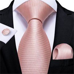 Moda melocotón rosa hombres regalos Clip de corbata gemelos de pañuelo 150 cm de largo para fiesta de boda conjunto de negocios Mj-7195