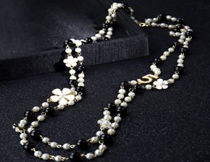 Collier Long en perles pour femmes, chaîne de pull avec numéro de fleur, à la mode, 6311660