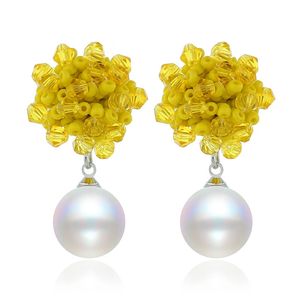 Mode-perle boucles d'oreilles pour femmes perles de luxe charme lustre boucle d'oreille vente chaude style de vacances perles pendentifs bijoux 6 couleurs rose