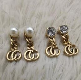 Fashion Pearl Diamond Dangle Oorbellen aretes voor vrouwen partij bruiloft verloving liefhebbers cadeau sieraden met doos
