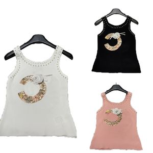 Mode parel verfraaide gebreide vest vrouwen luxe gebreide vest designer tanktops zomer casual mouwloze gebreide tops