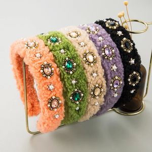Diademas coreanas gruesas de perlas a la moda, diademas Hari Hoop de 3,5 CM de ancho sólido para niñas, diademas de invierno para mujeres, accesorios para el cabello, tocados