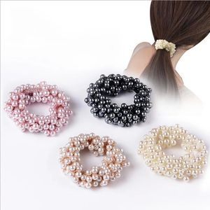 Mode perles perle élastique en caoutchouc bandes de cheveux élégant chapeaux femmes fille cheveux corde Scrunchy queue de cheval bijoux cheveux accessoires