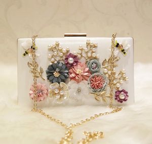 Sacs à main de mariée en perles avec fleurs, pochettes libellule pour bijoux de mariage, sac de soirée de bal, 20CM x 15CM