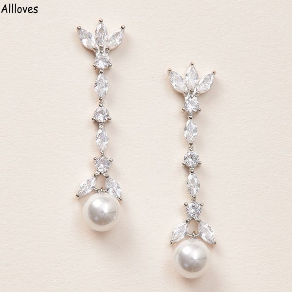 Mode Perles Cristal Boucles D'oreilles Ensembles De Bijoux De Mariée Brillant Argent Strass Femmes Boucles D'oreilles De Mariage Événements Formels Prom Accessoreis Dames Cadeaux CL1685