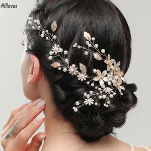 Perles de mode fleurs en métal feuilles coiffures de mariée pinces à cheveux or argent femmes bandeau diadème accessoires de cheveux de mariage pour la mariée CL3057