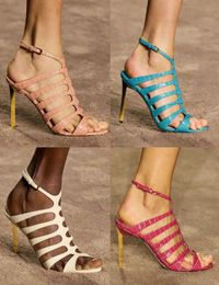 Fashion carine peep toe streetto sandales designer femme ouverte haute sandales à talons