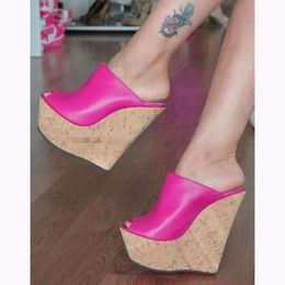 Peep Women Fashion Toe High Platform Wedge Blue Red Pink Flipper Sandals Altura inc 693