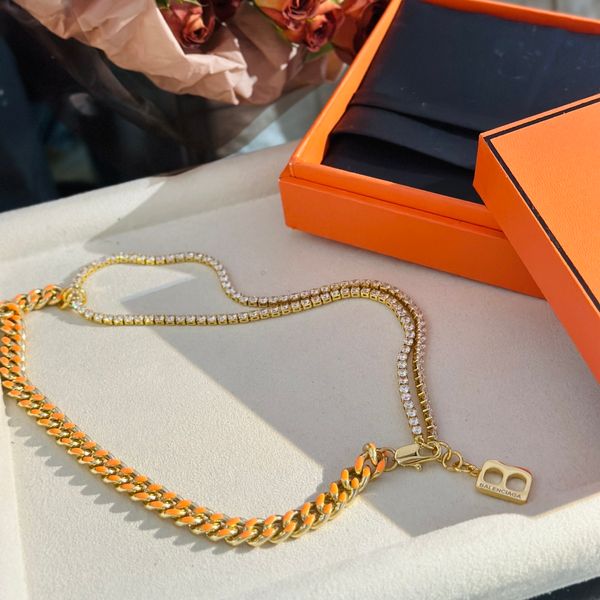 Mode pendentif collier cuivre épais seau serrure mélange chaîne de cristal grand Alphabet lettre B tour de cou à breloques pour les femmes bijoux cadeau de fête