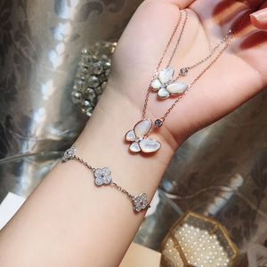 Mode- hanger ketting met natuur shell bruiloft vrouwen sieraden met diamant en vlinder oorbel ketting armband gift PS7017