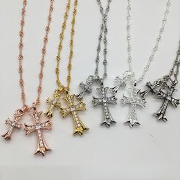 Mode Pendentif Colliers Crucifix Diamante Rétro Collier pour Hommes et Femmes