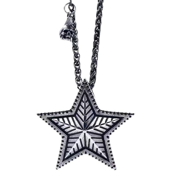 Mode Pentagramme Titane Acier Pendentif Collier Homme À La Mode Rue Personnalité Hip-Hop All-Match Bijoux Accessoires Cadeau