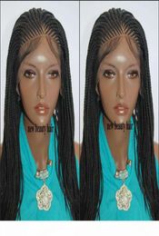 Mode perruque boîte tresses perruque handtied cornorw tresses perruque pour les femmes noires synthétique avant de lacet tressage perruque de cheveux naturel hairlin3794691