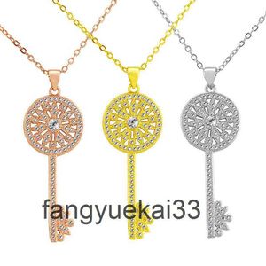 Collier en or pour femmes, personnalité à la mode, couleur or 925, pendentif clé de maison, bijoux plaqués, chaîne de pull polyvalente