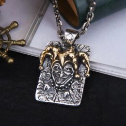 Mode personnalité créative Poker roi Clown Blond pendentif Vintag pendentif 14K or collier pour hommes tendance Punk bijoux