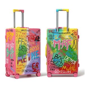 Mode persoonlijkheid geschilderd graffiti bagage mannen en vrouwen trolley code reisdoos designer koffer 20 inch 24 inch 26 inch 28 inch