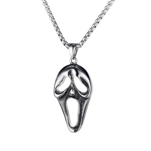 Personnalité de la mode Crier Crâne Masque Pendentif Collier Rétro Punk Hip Hop En Acier Inoxydable Collier Bijoux