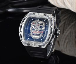 Personnalité de mode Transparent Sport Retro Gear Machine Quartz Watch Alloy Diamond Rubber Band Quartz Watches9813799