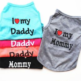 Mode Pet Puppy Zomershirt Kleine Dog Cat Depel Kleding Mama Daddy Vest T -shirt 5 kleuren WMSLW Winjf