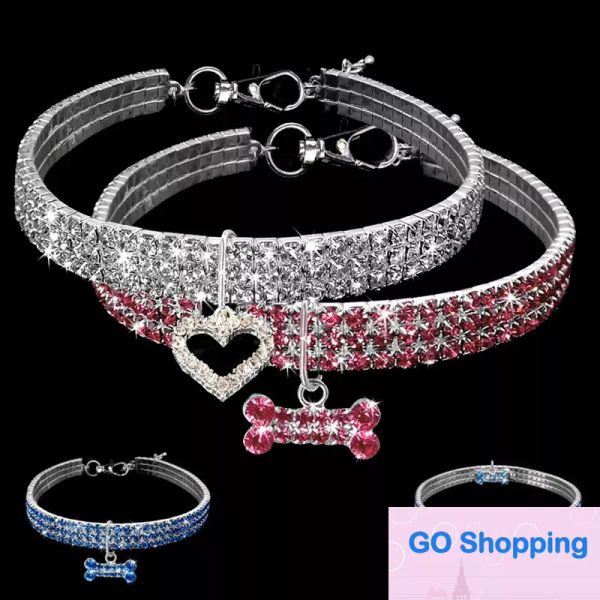 Fournitures de mode pour animaux de compagnie collier de chat de chien cristal chiot Chihuahua colliers collier pour petits chiens de grande taille accessoires de bijoux en diamant