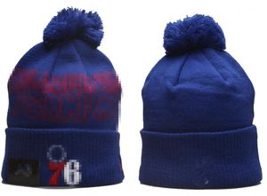 Mode- Philadelphia''76ers''Beanie Chapeaux tricotés Équipes sportives Baseball Football Basketball Bonnets Casquettes Femmes Hommes Pom Mode Hiver Top Caps Sport Knit Hats a0