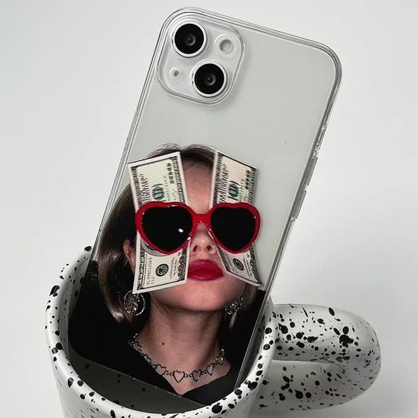 Estuche para teléfono de moda American Retro Personality Gafas de sol Girl Adecuado para iphone 14 11 12 13 pro max x xs xr xsmax 7 8 PLUS