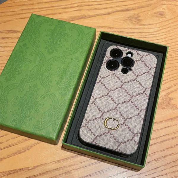 Case de teléfono de moda iPhone 15 Caja verde de Stripes Promax para iPhones 14 Pro Max 15Pro 13 12 11 Teléfonos de diseñador Cubierta G24043011XQ