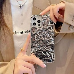 Mode Téléphone Cas Pour IPhone 13 Pro Max 12 PLUS 11 XS XR Mini SE 8P 7 Luxe Argent Motif Bump Handfeel Cas Antichoc Couverture Shell Chaude