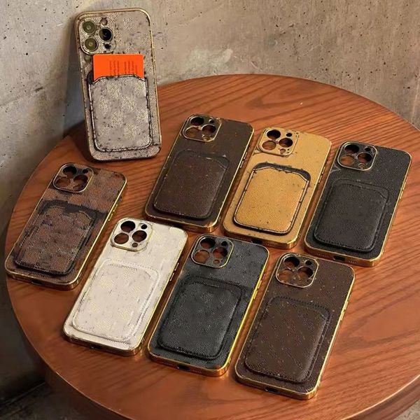 Estuches de teléfono de moda con tarjetero para Iphone 14 14 plus 13pro 11 11pro 12promax Xsmax Xr X 7plus 8p Funda de cuero de diseñador para iPhone