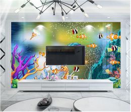 Mode Foto Custom 3D Wallpaper Kinderkamer Cartoon Underwater World Aquarium Theme Ruimte TV achtergrond Muurschildering